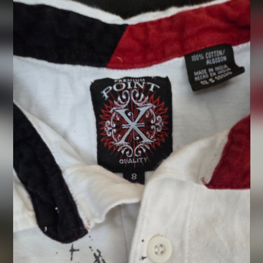 Point X Premium Quality Youth White Argyle Polo Shirt Sz8 - Picture 3 of 4